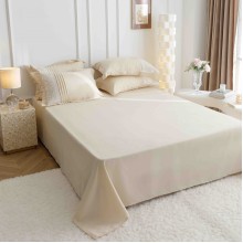 Луксозен спален комплект чаршафи от 6 части, Хармония - Крем